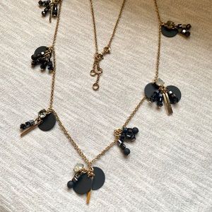🖤 J.Crew Black & Gold Dangling Gem Chain Necklace